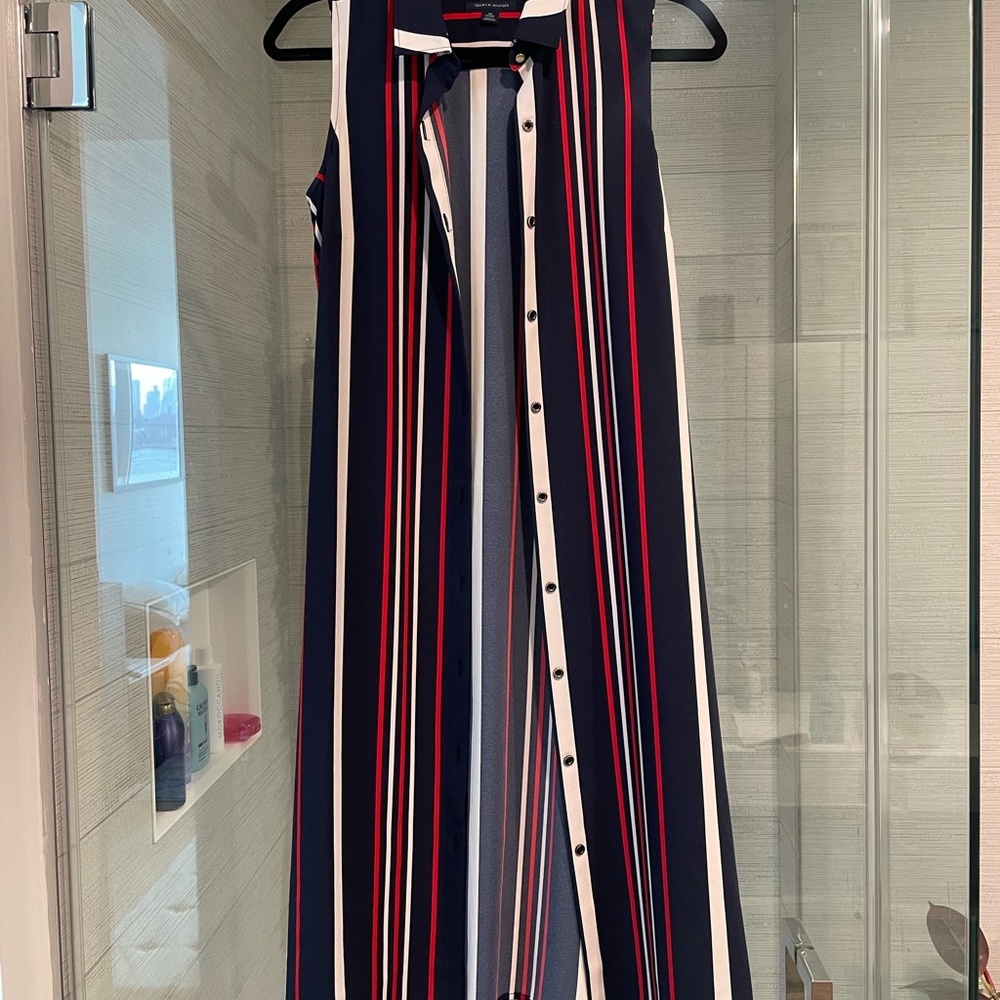 Tommy Hilfiger red white and blue Striped Maxi Dress